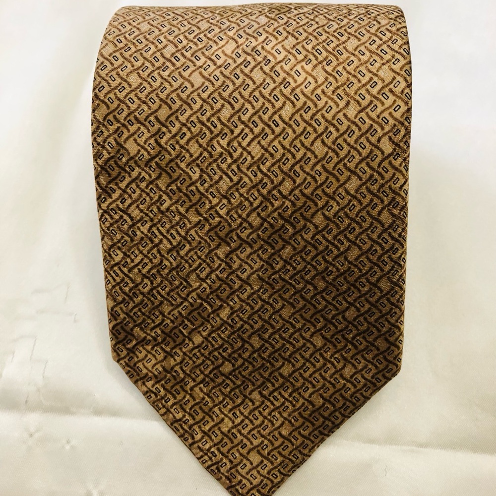 Men's Brown Patterned Silk Tie - Classic Office Style